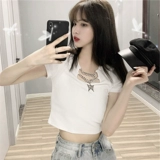 Брендовая летняя короткая футболка с коротким рукавом, 2025 года, популярно в интернете, высокая талия, облегающий крой