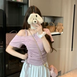 Дизайнерский летний приталенный корсет, футболка, тренд сезона, на шнурках