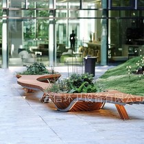 Park chair outdoor bench landscape public bench anti-corrosion solid wood processing custom flower pot bench factory direct sale