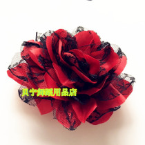 About 15cm in diameter Latin dance floral headdress national standard dance floral headdress Spanish stage performance big red flower hair accessories