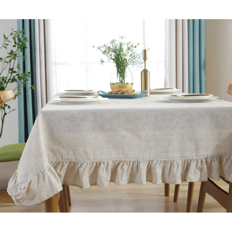 ins net red cotton linen lotus leaf edge tablecloths white lace shoot background cloth living-room tea table cloth round table lace table