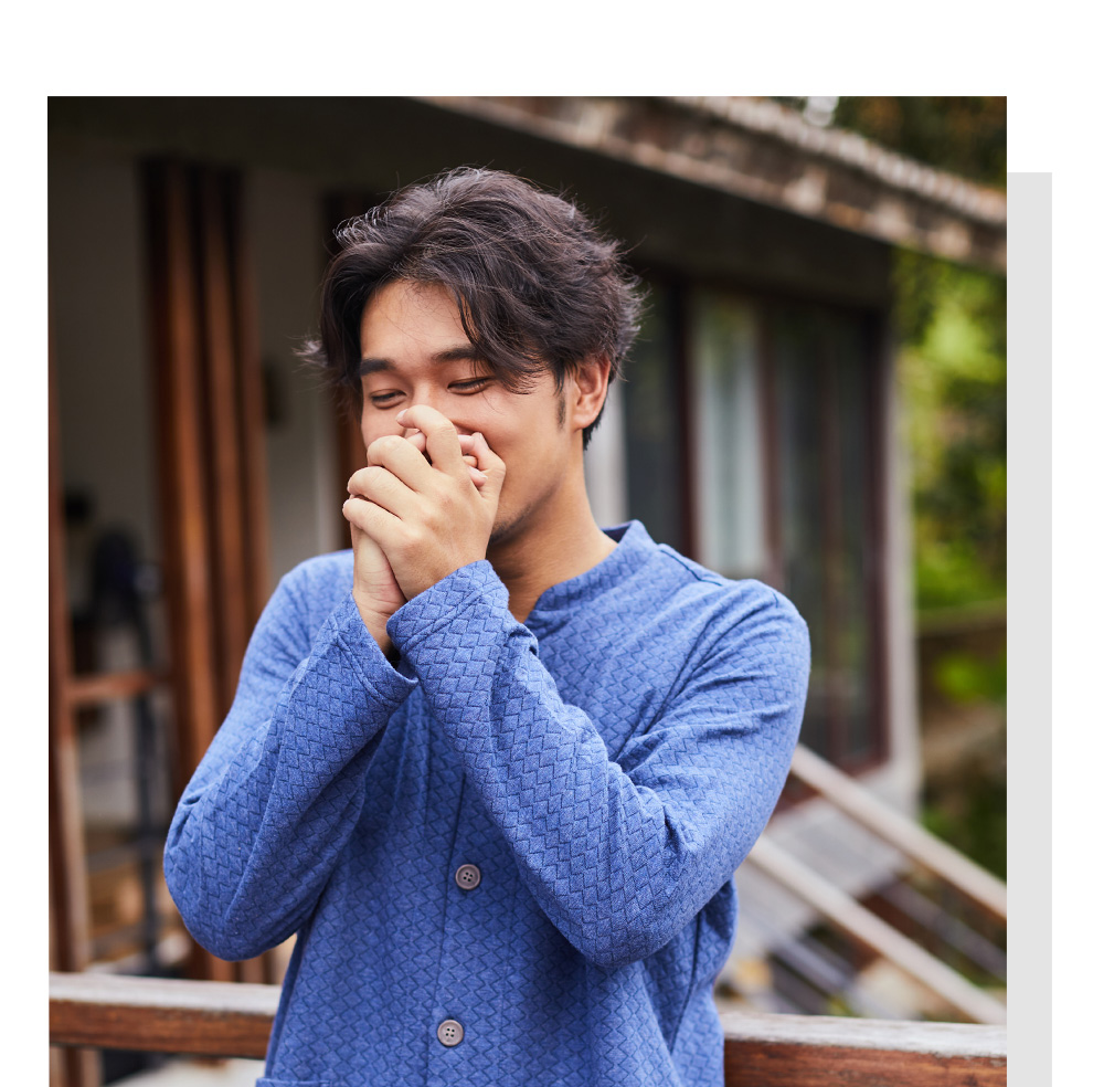 Conlia / Connie Dệt kim Màu dài tay Mở ngực Set Bộ đồ ngủ nam Cotton mùa thu đông Dịch vụ gia đình trung niên bộ đũi nam