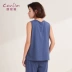 Conlia Connie dịch vụ tại nhà phụ nữ mùa hè hợp thời trang cotton phù hợp với phụ nữ đan áo vest cắt quần pyjama mỏng - Bộ Pajama