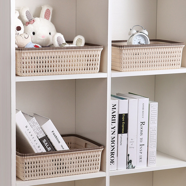 imitation rattan desktop storage basket ຄົວເຮືອນ toy sundry storage box plastic kitchen storage basket ກະຕ່າອາຫານຫວ່າງ