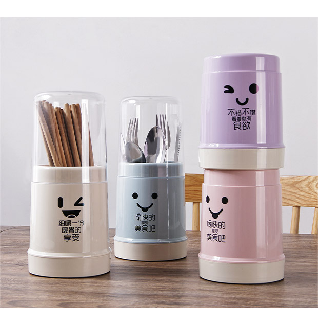 Phim hoạt hình nhựa có nắp che bụi cống đũa nhà bếp bộ đồ ăn dao kéo đũa đũa đũa đũa đũa đũa đũa - Đồ ăn tối đĩa tròn