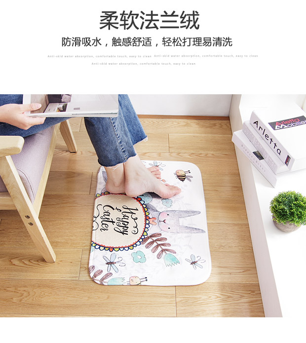 Phòng ngủ in thảm Flannel phòng khách thảm mat cửa mat Phòng tắm phòng tắm mat hấp thụ mat thảm xốp lót sàn 100x100