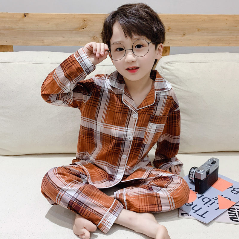 Children's pajamas pure cotton spring and autumn boys long sleeve cartoon in the childhood boy baby home suit
