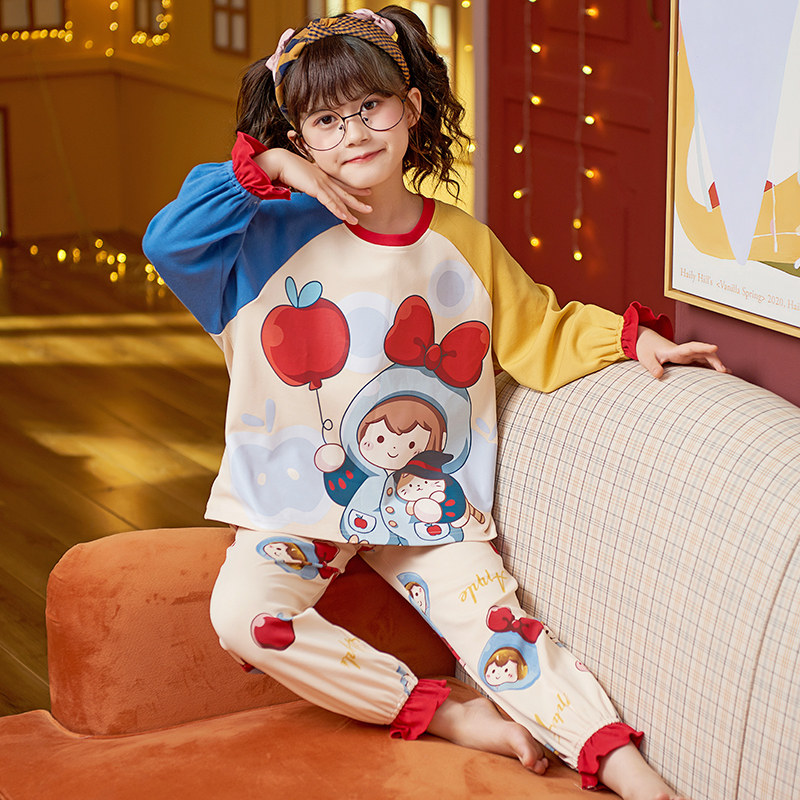 Girl Sleepwear Spring Autumn Pure Cotton Children Long Sleeve Thin girls CUHK Baby Suit Kid Princess Baby Home Conserved