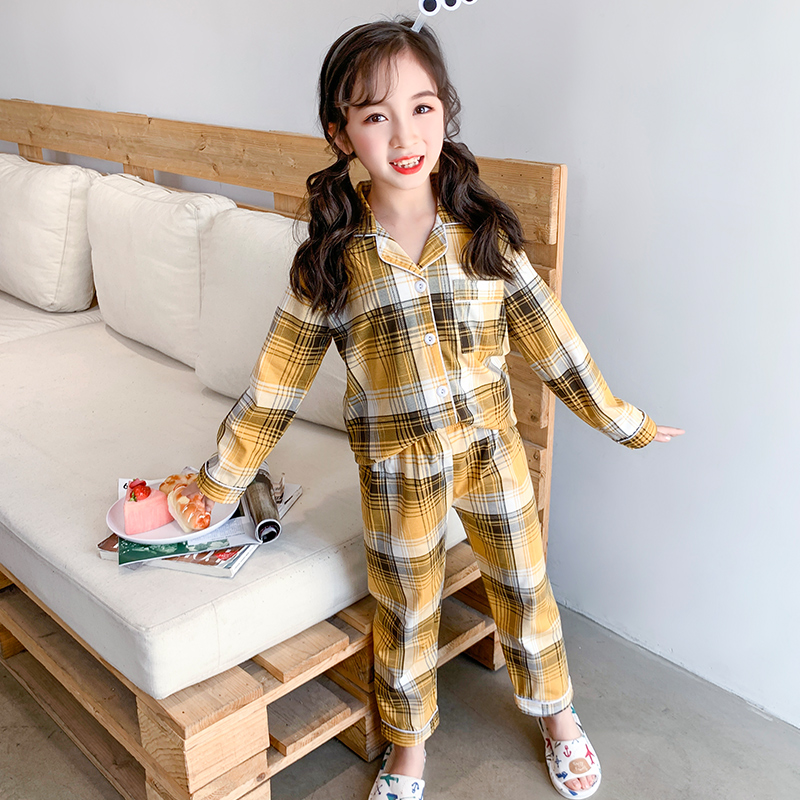 Girls Pajamas Children Spring and Autumn Cotton Thin Long Sleeve Cartoon Children Girl Baby Autumn and Winter Home Clothes Set