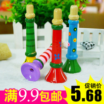  Childrens wooden small horn music instrument toy Early education puzzle playing wooden whistle 1-2-3 years old 4-6 years old