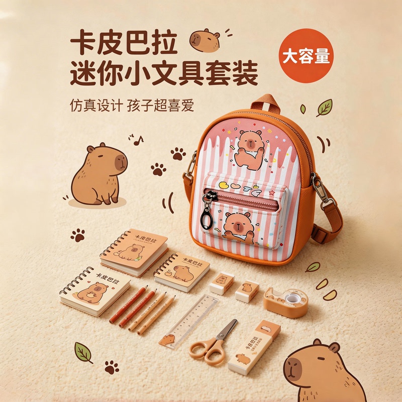 Trendy Capybara Mini Backpack Miniature Children's Role-Playing Simulation Toy Model for Girls Aged 3 to 6 Trendy Capybara Mini Backpack Miniature Children's Role-Playing Simulation Toy Model for Girls Aged 3 to 6