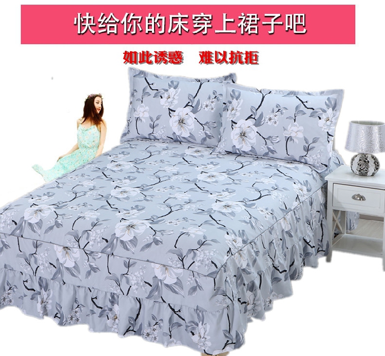 Giường ngủ loại váy dày mùa đông đôi giường ngủ trải giường ga trải giường váy xù không có giường giường đơn mảnh drap giường có viền