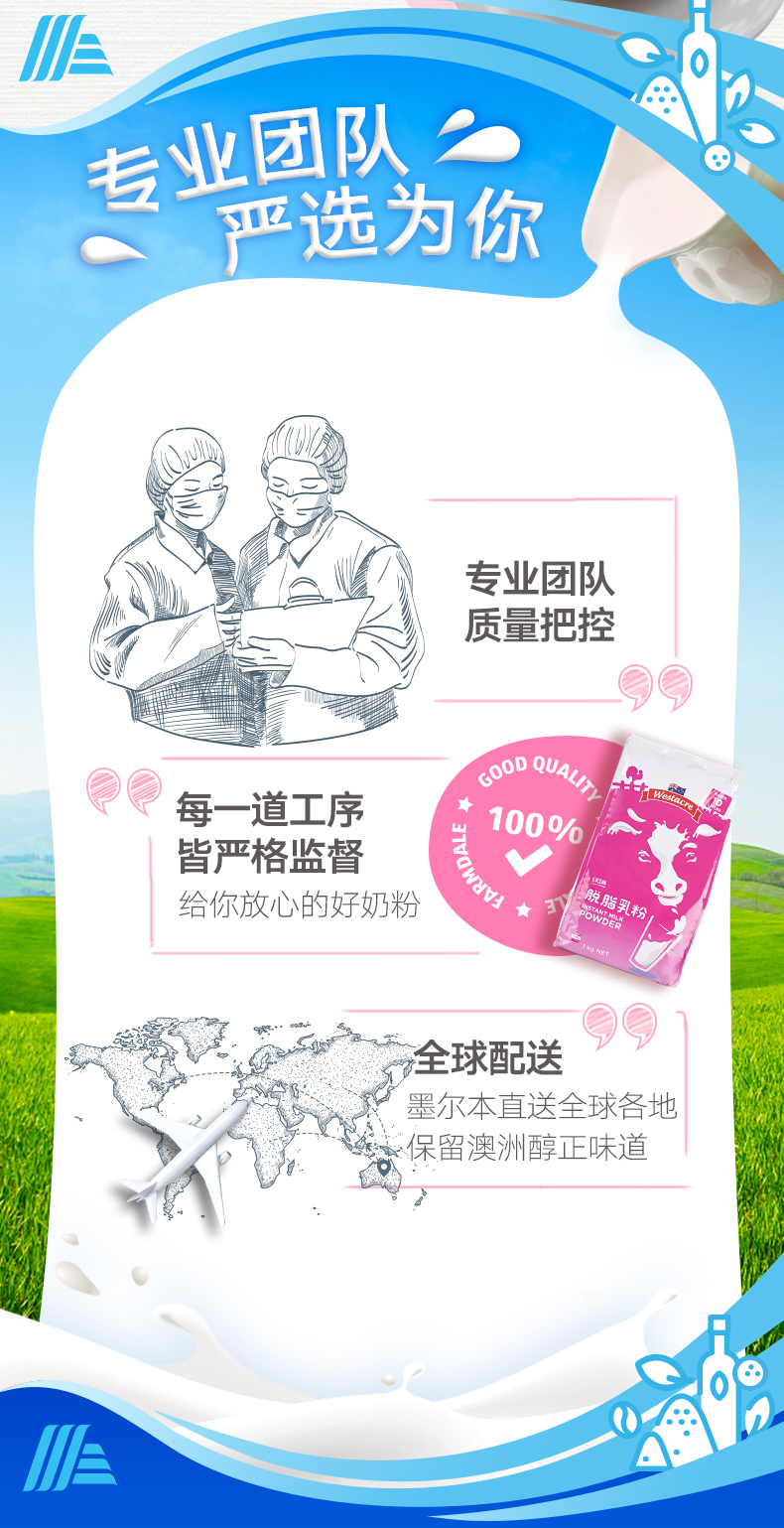 澳洲进口 奥乐齐 WESTACRE 脱脂奶粉 2斤*2袋 图3