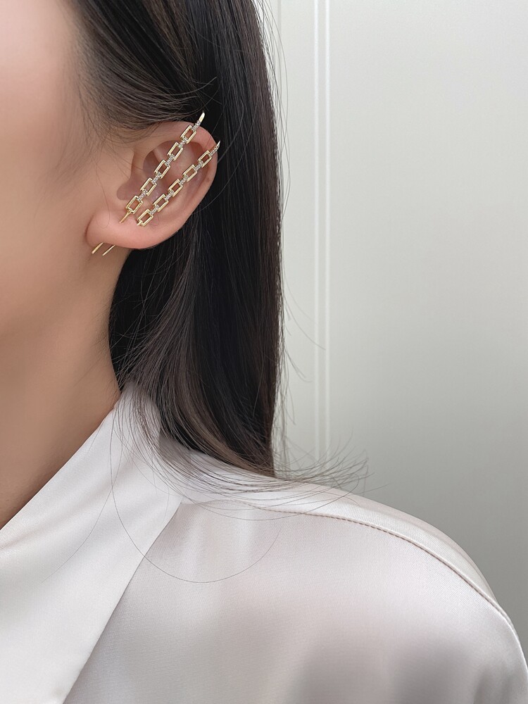 INNOSENSE gold - plated pen ear - shaped ear hanging 2021 new high - sensation Korean ear - decorated temperament earring