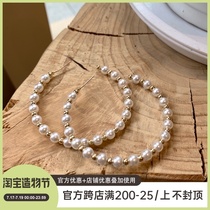 INNOSENSE large circle pearl earrings exaggerated 925 sterling silver ins vintage Hepburn stud earrings women earrings new