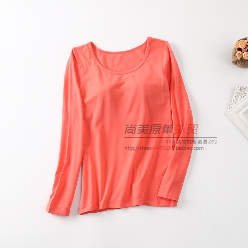 Phụ nữ cotton Lycra với áo ngực dài tay áo thun không có áo ngực mà không có vòng thép cup vest áo sơ mi một mảnh áo thun 2 dây nữ