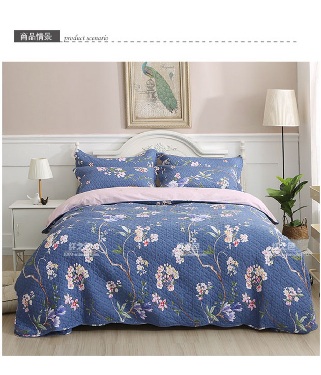 Quilting in cotton Hàn Quốc là ba mảnh bông twill bốn mảnh quilt điều hòa không khí được bao phủ bởi tấm trải giường mẫu ga phủ giường