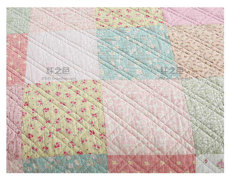 Sợi màu Hàn Quốc mục vụ quilting bởi giường đơn bao gồm ba bộ điều hòa không khí quilt mùa hè bông màu xanh lá cây bốn mảnh