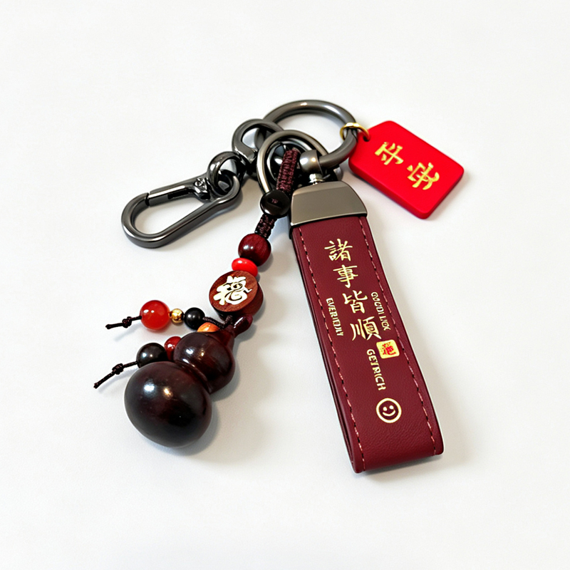 Sandalwood Gourd Car Keychain, Creative and Exquisitely Carved, Personalized High-Quality Gift, Unisex Peace Bag Pendant