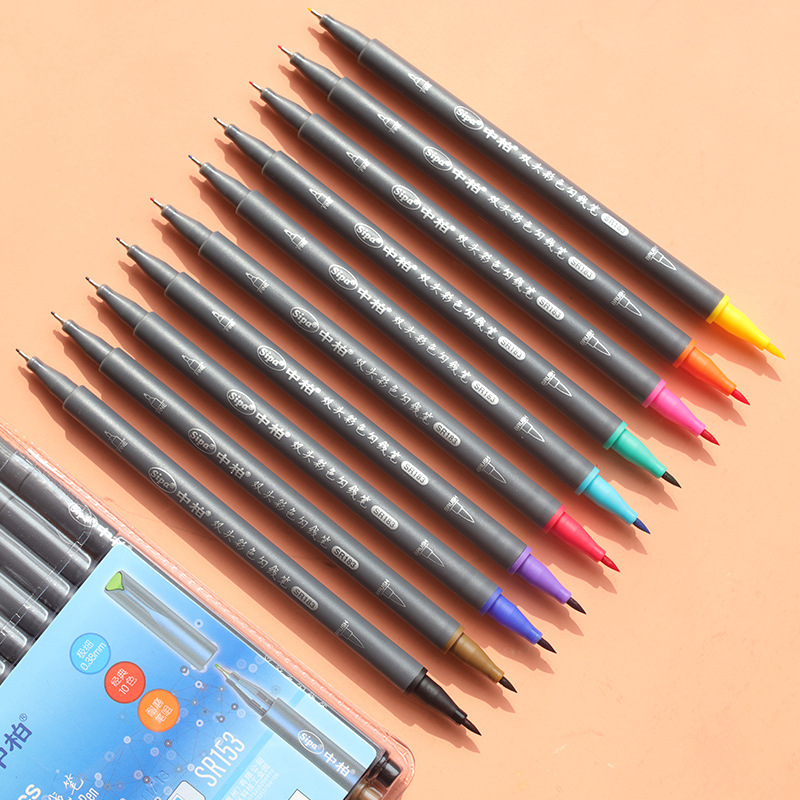 Middle Playing Double Head Colour Hooking Pen Sketching students with children drawing professional fine arts color Pupils sideline sketching black tectoners Pen Hand-painted Colorful Purchasing Line Pen Kindergarten Painting