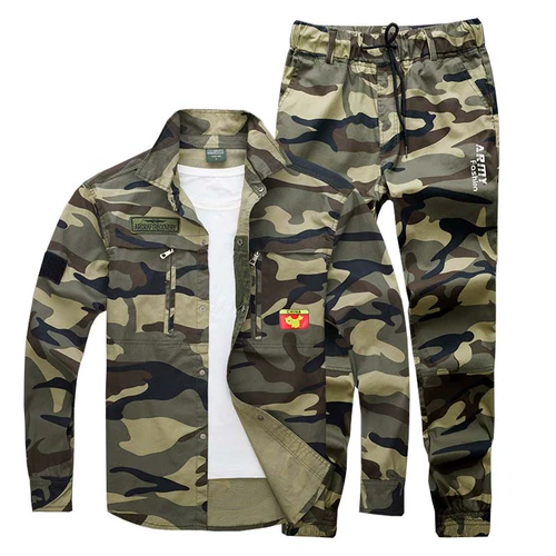 Летний комбинезон, тонкий дышащий хлопковый камуфляжный лонгслив