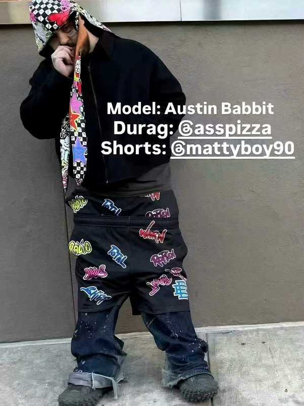 Mattyboy Eric Emanuel Ny Popup Exhibition Limited Edition Graffiti Print Mesh Shorts