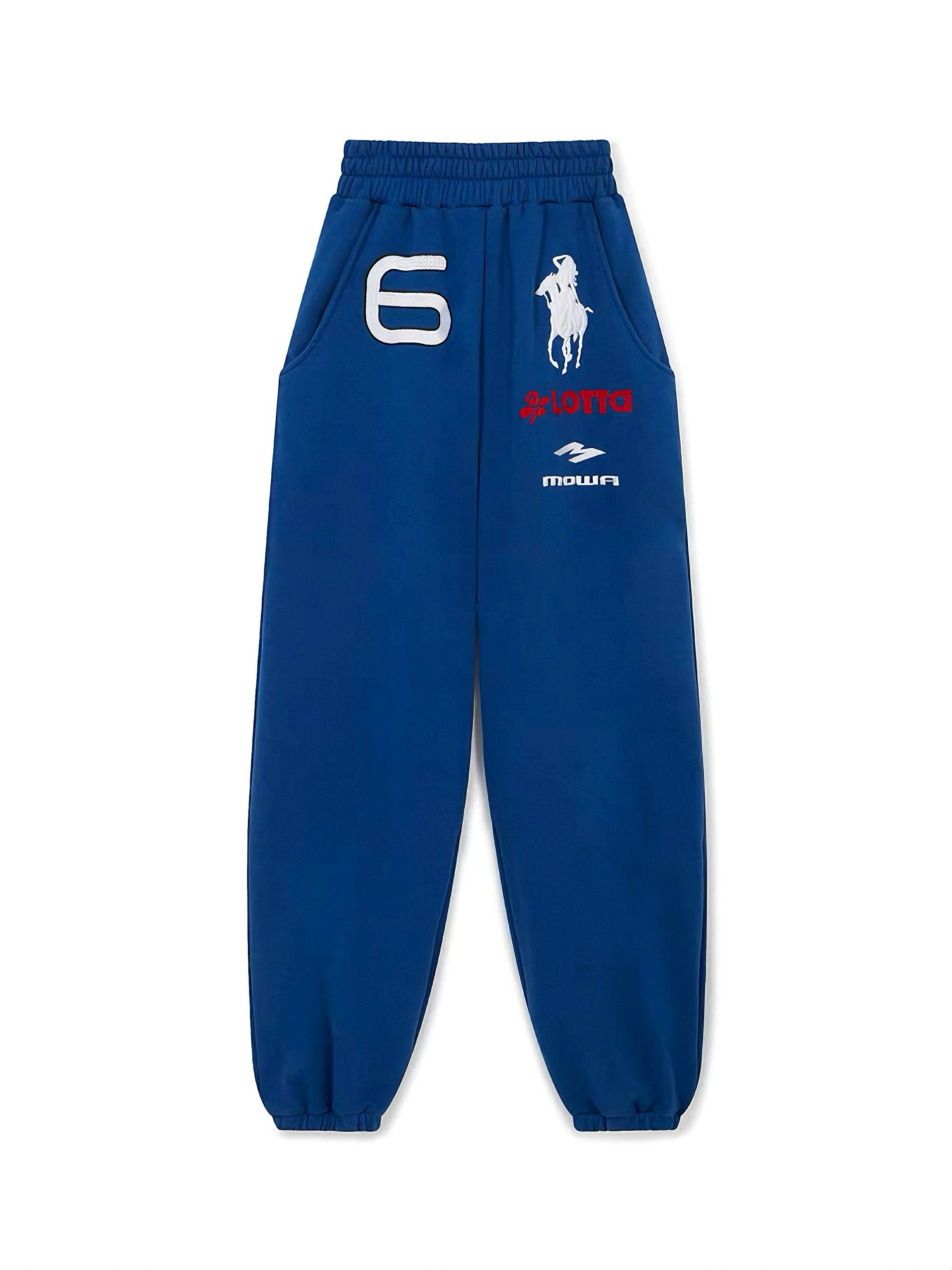 Mowalola 青いラガーパンツ ロゴ入り LONDON 1 Mowalola lon london opium yvl style grids blue angel war horse