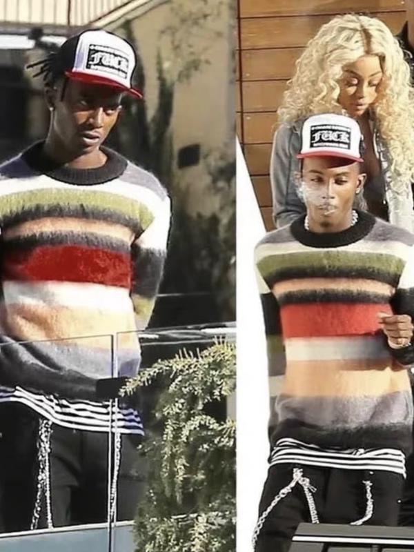 Hedi Boy Sl 17Fw Colorful Striped Mohair Knit Sweater Playboicarti Same Style Opium Hedi Boy Sl 17Fw Colorful Striped Mohair Knit Sweater Playboicarti Same Style Opium