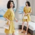 Jumpsuit 2020 hè mới xu hướng thời trang nữ nhỏ tươi nhỏ nhắn là quần lửng cạp cao eo thon - Quần short