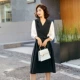 Váy retro Pháp mùa hè 2020 mới của phụ nữ khí chất phù hợp với cổ áo màu tương phản giả váy hai mảnh mỏng - váy đầm