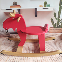 Kindergarten baby solid wood little boy girl toy Trojan Horse Children rocking horse Wooden adults can sit without fear of aging