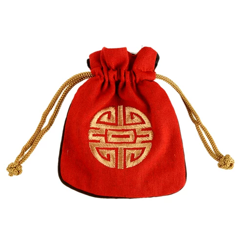 宏图好运 Тканевый мешок, мешочек, коробочка для хранения, сумка для хранения, из хлопка и льна, на шнурках, с вышивкой, подарок на день рождения