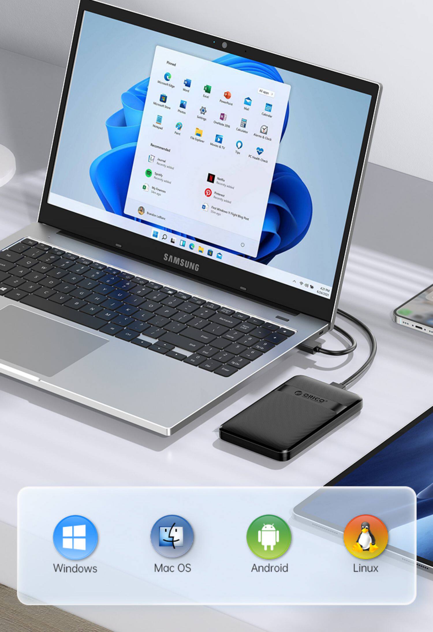 Корпус для жестого диска orico奥睿科移动硬盘盒2.5寸usb3.0sata固态机械笔记本电脑外置壳