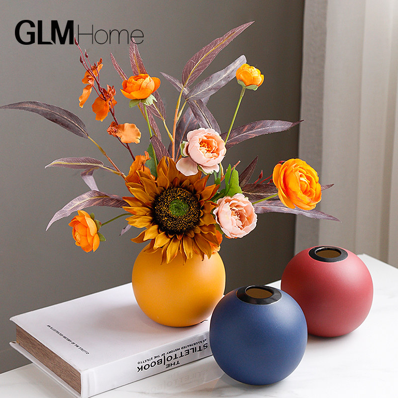 Morandi Vases High Simulation Flowers Fake Flowers Livingroom Tea Table Flowers Furnishing Home Indoor Upscale Floral Art Pendulum