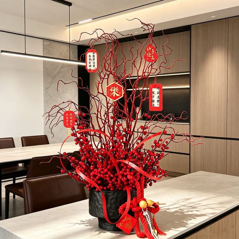 Granmont 2026 New Year Decoration Atmosphere Setup Red Festive Flowers High-End Fortune Fruit Red Fruit Tabletop Ornaments Granmont 2026 New Year Decoration Atmosphere Setup Red Festive Flowers High-End Fortune Fruit Red Fruit Tabletop Ornaments