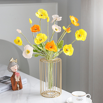 ins Nordic Wind Fake Flowers Simulation Flowers Furnishing Creative Living Room Desktop Advanced Sensations Metal Glass Vase Decorations