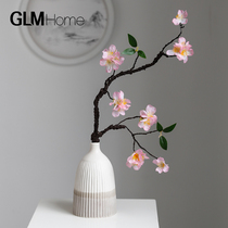 New Chinese Zen Peach Blossom Fake Flower Simulation Flower Bouquet Furnishing Creative Home Living Room TV Cabinet Tabletop Decoration Pendulum