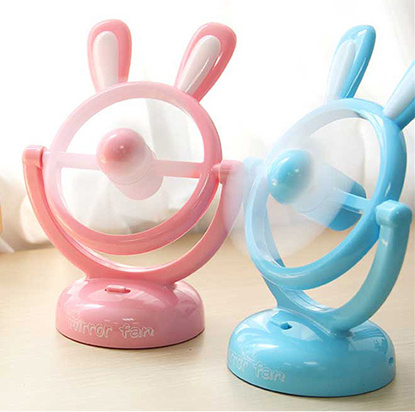 Mini Small Fan Small Electric Fan Mount Battery USB Dual-use Electric Fan Creative Cartoon Ultra Silent Portable