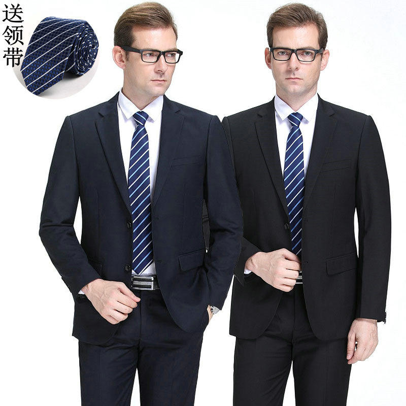 Spring and Autumn Business Middle-aged Wool Suit Suit Men's Professional Work Dress Groomsmen Group Groom Wedding Dress Suit