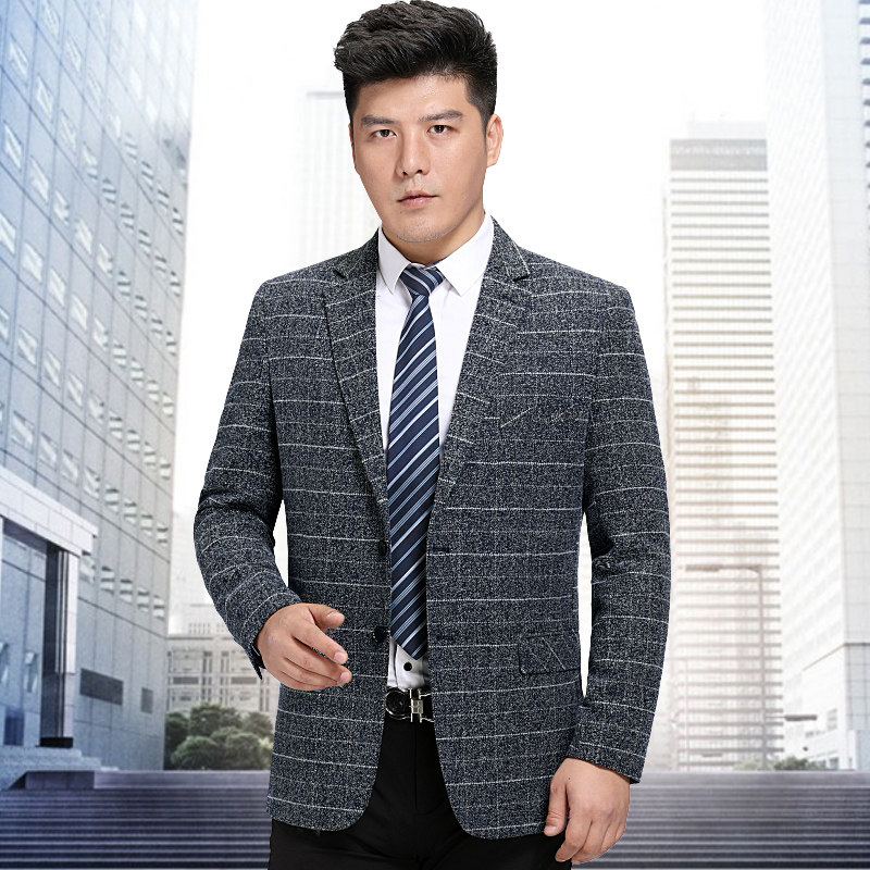 Spring Middle-aged Men Wool Business Casual Suite Costume Father Package Code Costume England Single Piece