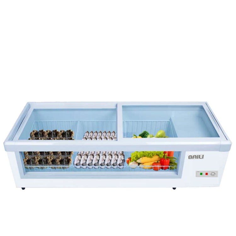 Baili Frozen Display Cabinet Refrigerated Horizontal Small Fresh Cabinet Commercial Front Mobile Storage Refrigerator