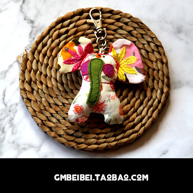 Foreign Trade Cute Cloth Art Embroidery Small Elephant Pendant Small Elephant Paparazzi Plush Bag Pendant Small Gift