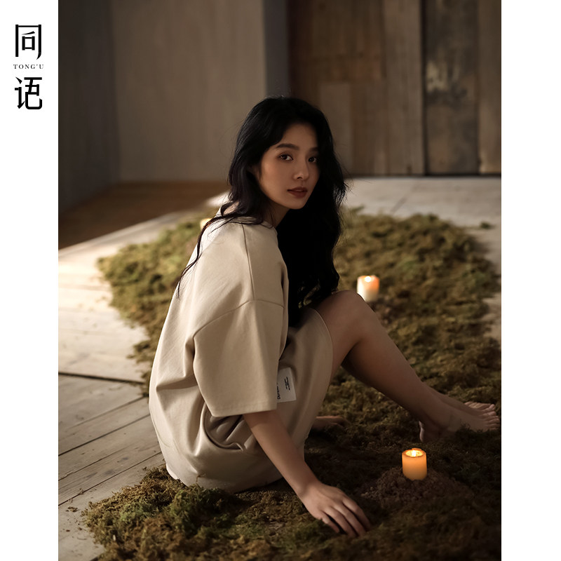 Same language 2023 New sleeping dress lady Summer pure cotton short sleeve thin family clothes ladies' pyjamas ladies can wear midskirt-Taobao