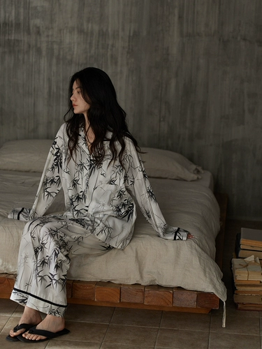 同语 Осенняя демисезонная пижама, мягкий хлопковый лонгслив, нарукавники, комплект, коллекция 2023