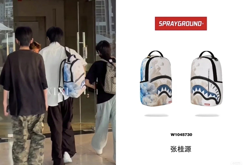 Sprayground Backpack School Bag Sg Shark Backpack Blue and White Smoke Shark Mouth Trendy Brand Student Backpack