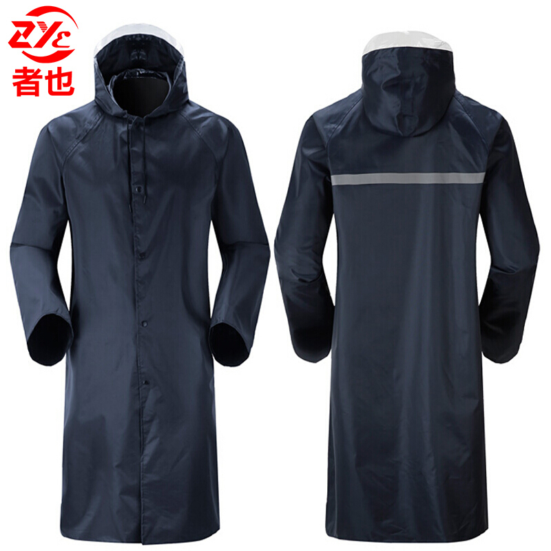 Adult Raincoat Long Trench Coat Style One-Piece Waterproof Poncho for Outdoor Construction Site Security Duty and Mountaineering