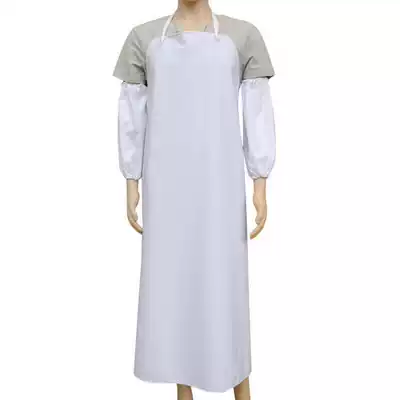 White waterproof apron sleeve cover Food factory plastic apron kitchen oil-proof long waist canteen waterproof bib rice list
