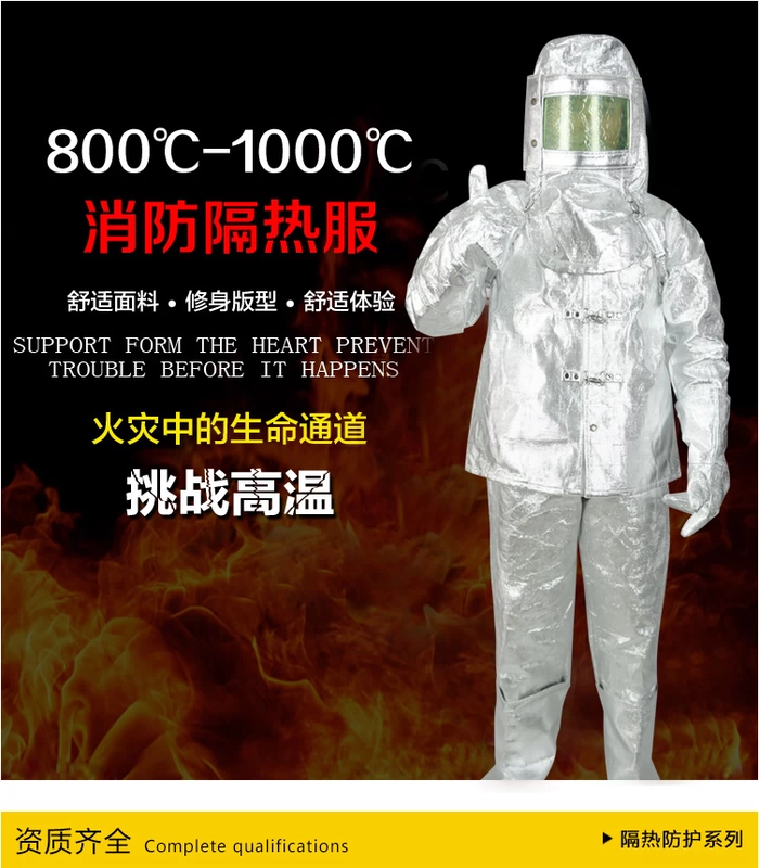 Meikang 1000 độ cách nhiệt quần áo chống bỏng quần áo chống nhiệt độ cao quần áo tạp dề găng tay bảo vệ chân quần áo phòng cháy chữa cháy lá nhôm luyện thép phù hợp với quần áo quần áo chống cháy