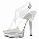 Princess crystal shoes round toe 13 cm ultra high heels stiletto waterproof platform glass transparent glass wearable ເກີບຜູ້ຍິງສີຂາວ