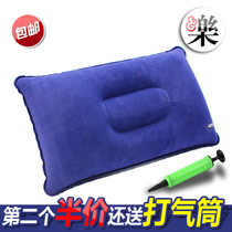  Outdoor travel inflatable pillow Double-sided flocking inflatable cushion Waist pillow Lunch break pillow Blowing pillow